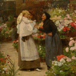 Flower offering to a child